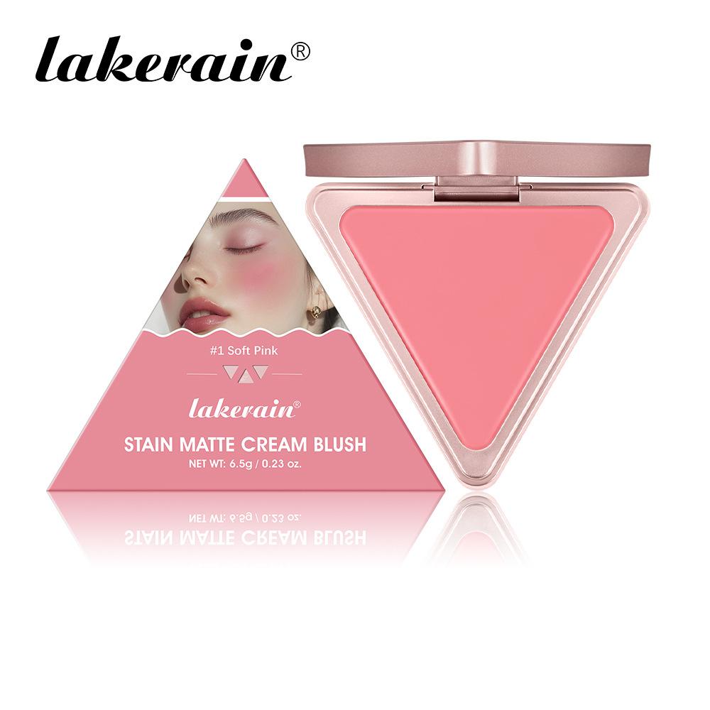 Triangle Cream Blush Cream Blush Cream Fresh Natural Nude Makeup Waterproof Blush Cream Matt Satin Long-lasting Rouge, Pink and Sexy Blush Cream