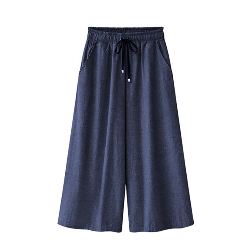 

Очень большие широкие брюки для женщин летом Легкие укороченные брюки Джинсы Повседневные свободные брюки с юбкой 6XL