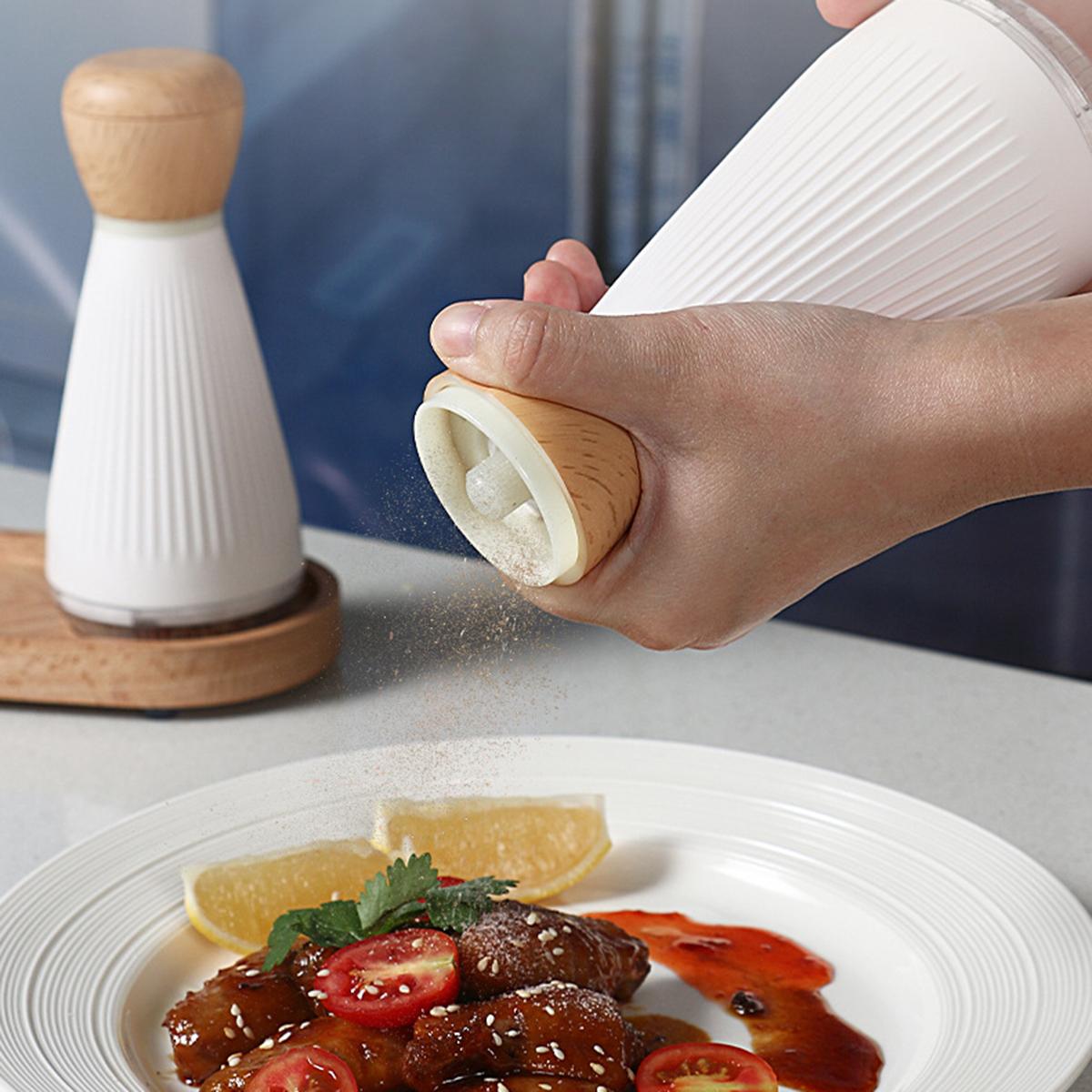 

ABS+PS+Wood Pepper Grinder Sea Salt Grinding Mill Manual Grinder Kitchen Tool (BPA-Free,No FDA Certification) Electroplating Type
