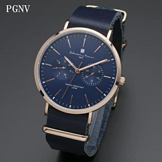 Boîte de rangement Marra pour montres, paire, argent, bleu marine, cuir [Salvatore Marra] Salvatore SM15117-SSNVSV SM15117-SSNVSV [Importation régulière]