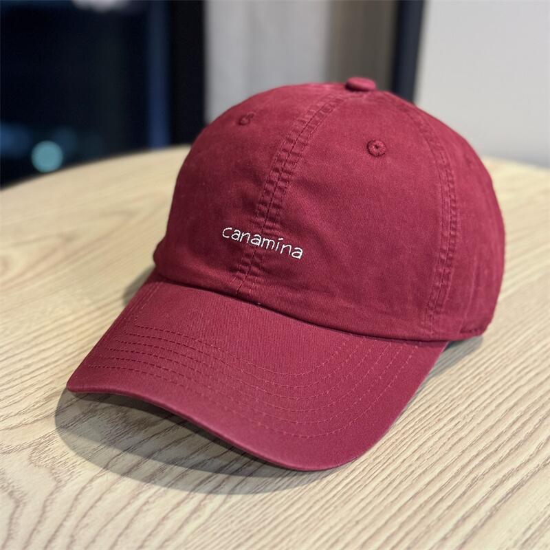 Autumn washed soft top simple small letter young students baseball cap street travel versatile face small curved brim hat