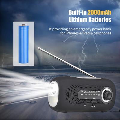 Wind Up Solar Radio SOS Alarm AM/FM Emergency Solar Radio Crank Powered Radio with Rechargeable