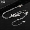 925 Sterling Silver Double-Layer Fine Chain AAA Zircon Butterfly Bracelet - Exquisite Gift Jewelry