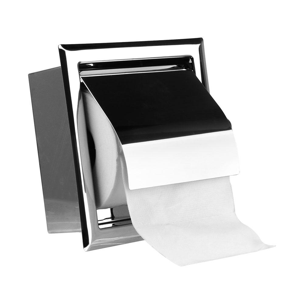Roll Paper Box Toilet Paper Holder Concealable Polished Chrome Stainless Steel Wall Mounted