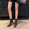 Qiaoyu temperament pointed short boots women's 2025 autumn and winter new small thin heel 7cm elastic boots high heel thin boots