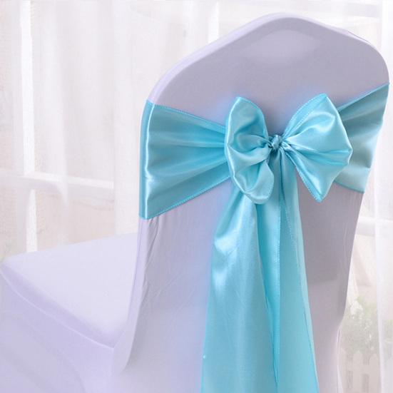 10Pcs Chair Back Flower Satin Chair Tie Bow DIY Bow Tying Banquets Parties Weddings Decoration Chair Styling Accessories