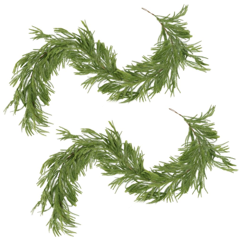 1/2Pc Christmas Norfolk Pine Garland Realistic Artificial Greenery Garland For Mantle Home Decor Artificial Pine Branches Wreath
