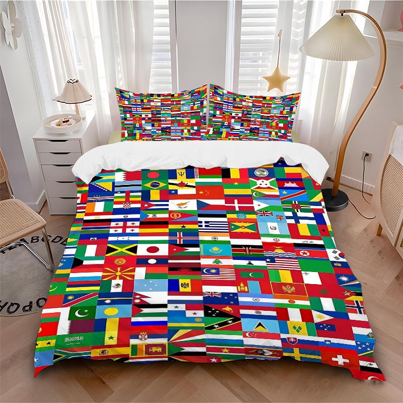 3Pcs Flags World Bedding Sets For All Sizes New 3D Printed Bed Cover Comforter Duvet Cover Pillowcase Bedroom Decoration