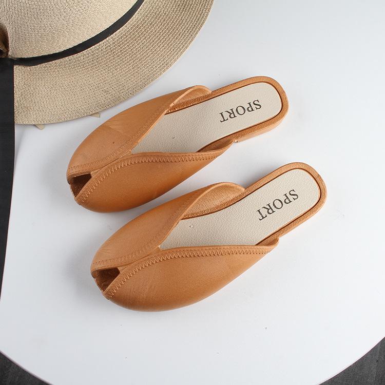 Yuzhihao Women s Summer Fashion Solid Color Flat Outdoor Closed-Toe One-Strap Slippers 40