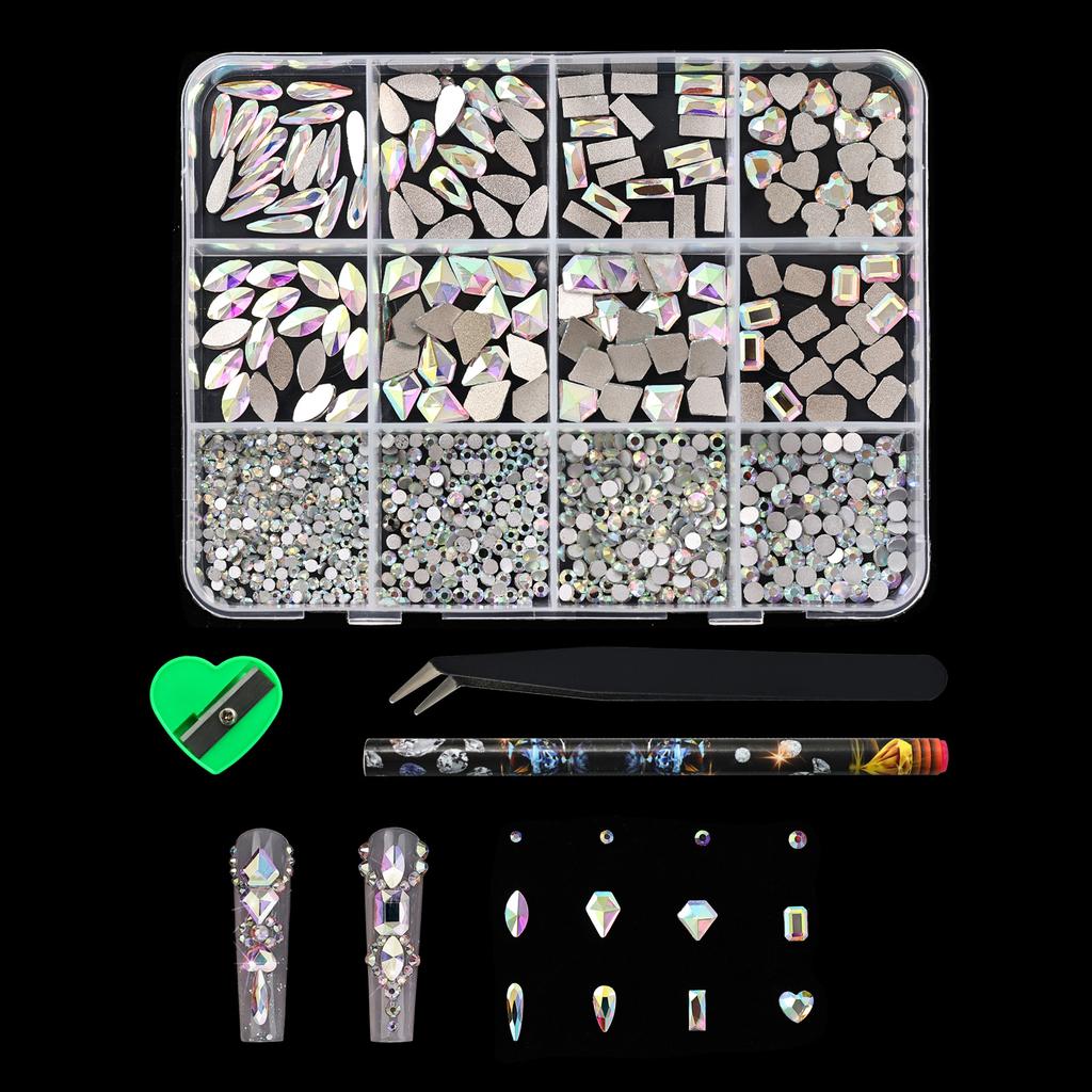 Professional Resin Rhinestones Nail Art Supplies 12Compartment For Customized Manicure And Pedicure Resin Nail Gems