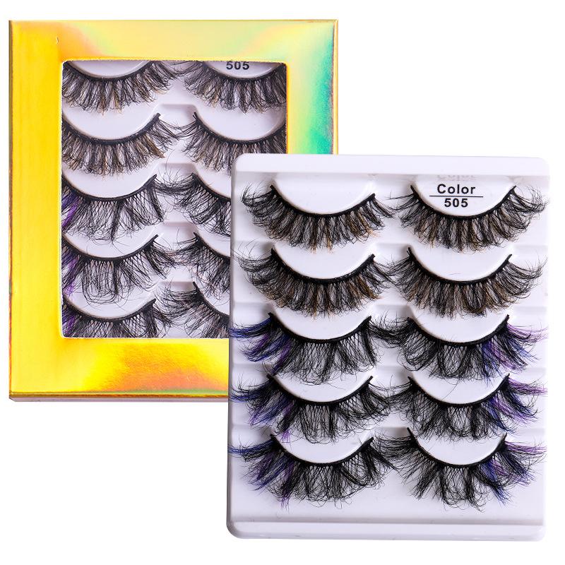 5 Pairs Of Colored Fried False Eyelashes, Naturally Thick Curled Imitation Mink Eyelashes