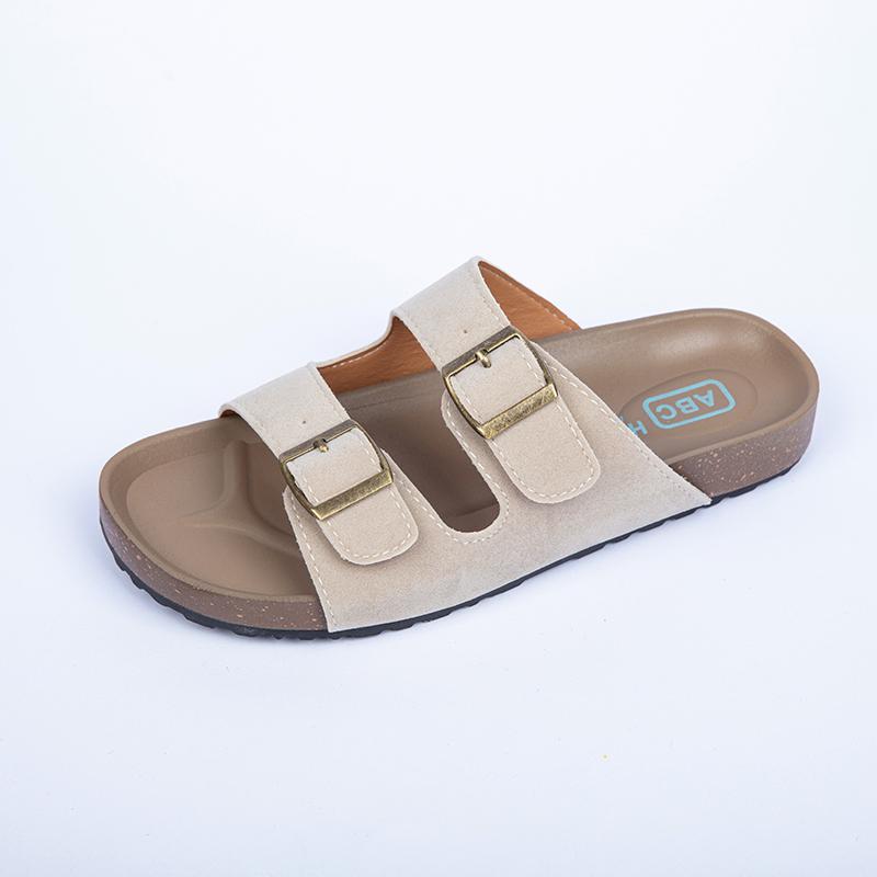 Women's Shoes 2024 Hot Selling Open Toe Women's Flat Shoes Fashion Solid Color Low Heel Suede Buckle Women's Roman Slippers