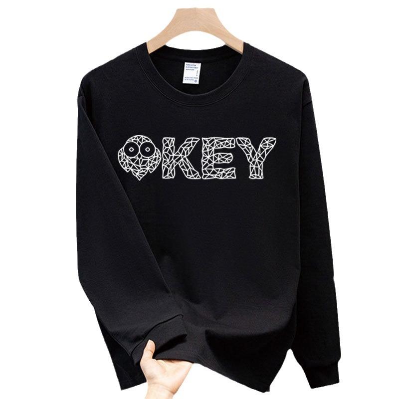 Long-Sleeved T-Shirt Light Luxury Round Neck Green Men'S Trendy Brand European Pure Cotton Trendy Printing Niche Fashion High-End T-Shirt