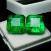 Green Emerald Pair Loose Gemstone CERTIFIED Square Cut Natural 18.12 Carat m-25 008 00H