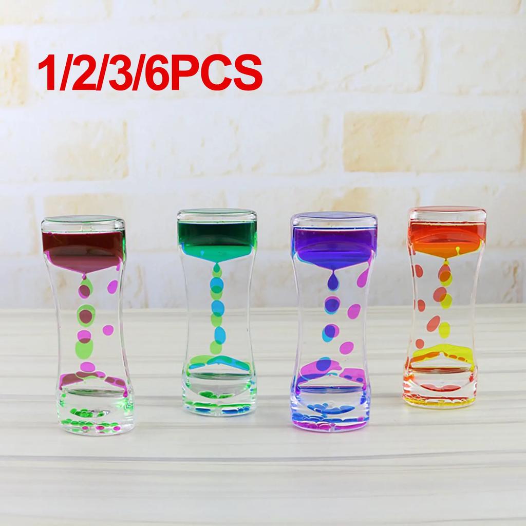 1/2/3/6pcs Liquid Motion Bubbler Hourglass Liquid Bubbler Timer Cool Office Desk Decorations Ornament Kids Adults Gift Products