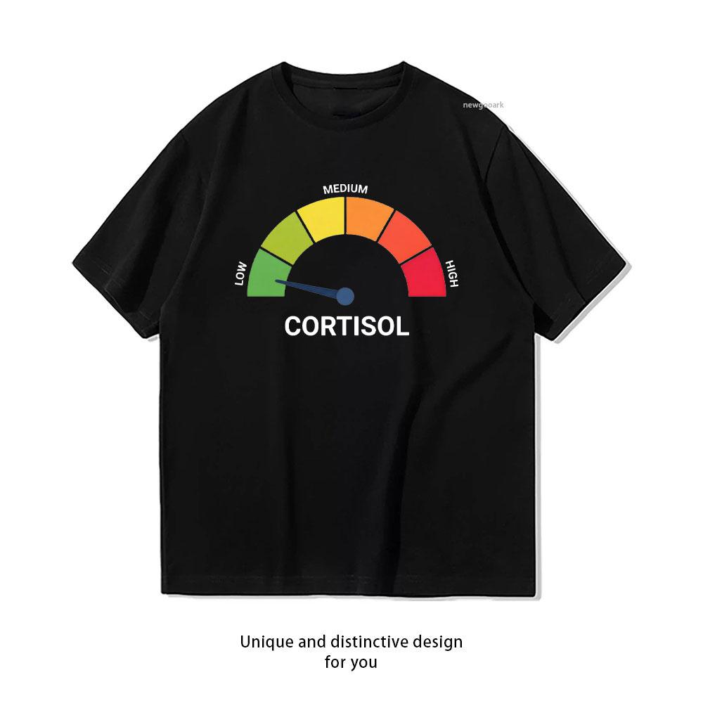 Low Cortisol Chill Nonchalant No Stress Hilarious Funny Meme Tshirt Women Unisex Casual Cotton Graphic T Shirts Adult Outdoors