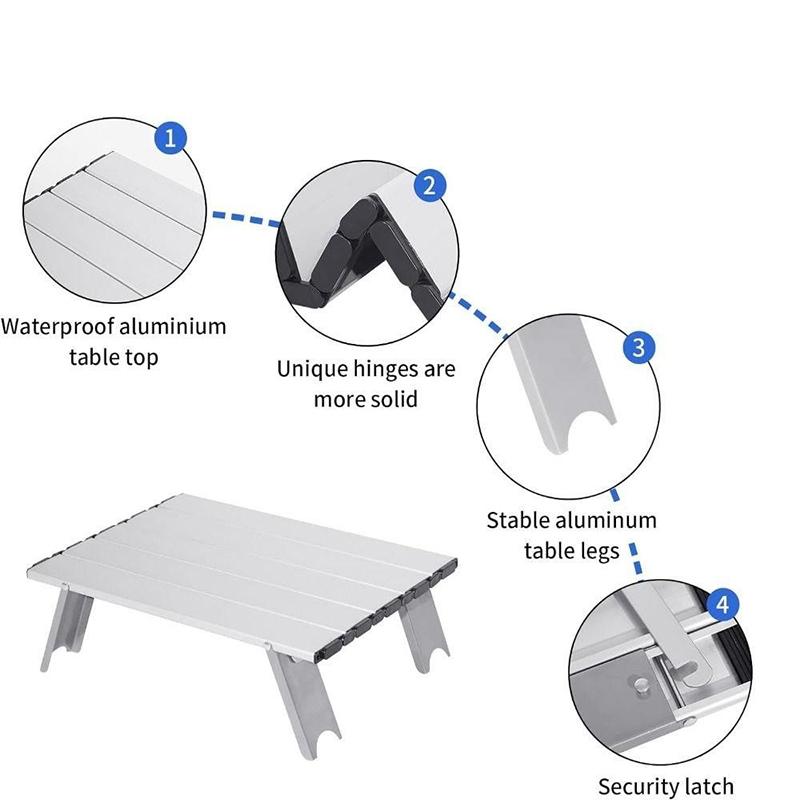 Outdoor Ultra Lightweight Portable Mini Aluminum Alloy Table, Ultra Small Folding Leisure Table, Tent Camping Table, Tea Table
