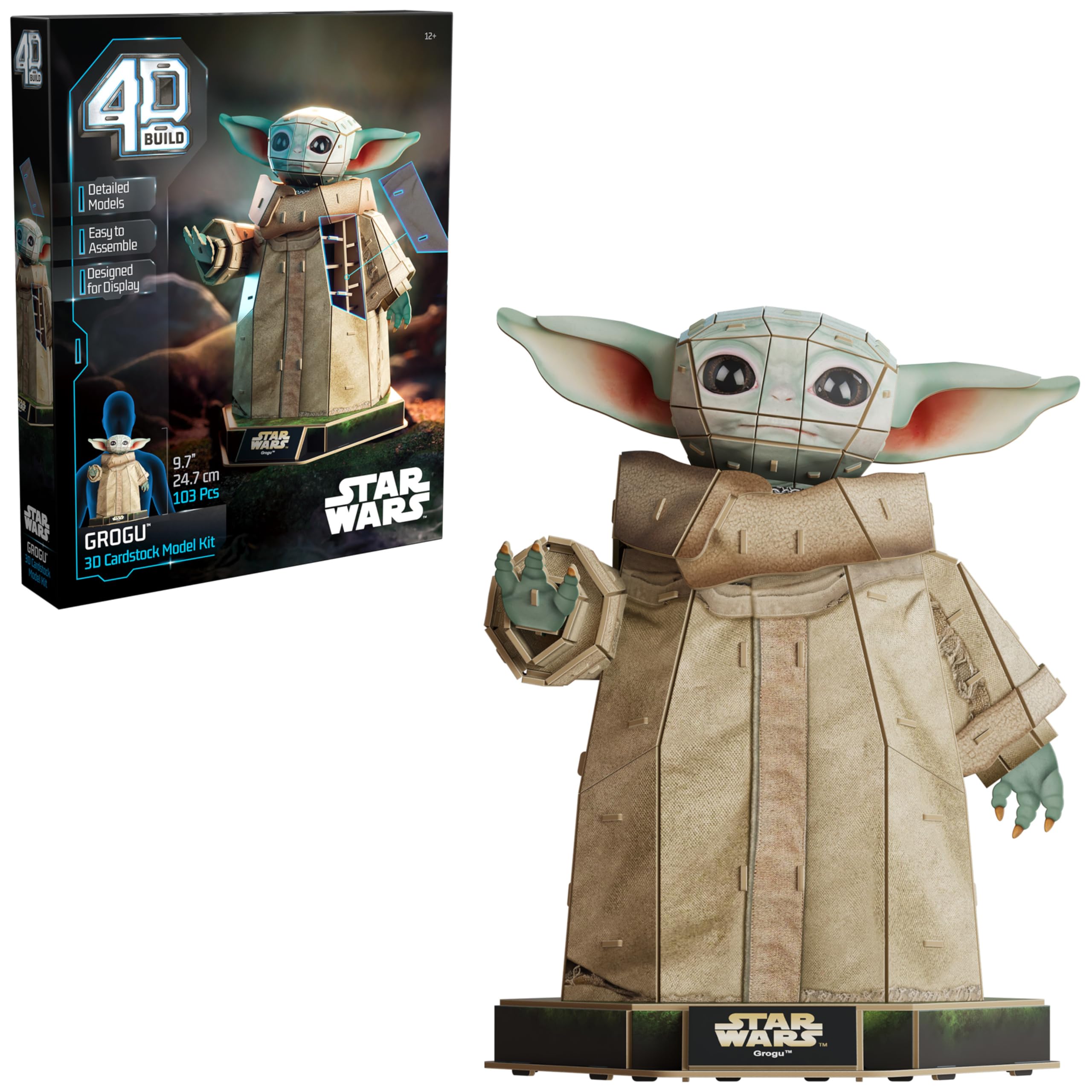 

4D Build, Набор для сборки 3D-модели Звездные войны Грогу, Коллекционный предмет Звездных войн и декор для стола, Пазл для взрослых, Строительная игрушка, 103 детали, 3D-пазл, Идея подарка для возраста 12+