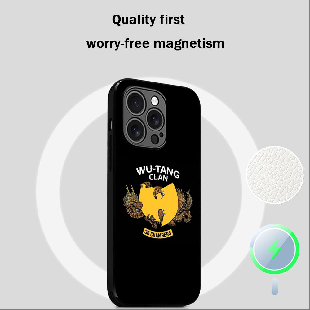 Fashion Trends WU-T-TANG CLANs ins Phone Case For iPhone 16 15 14 13 12 11 Plus Pro Max  High-end Luxury Magsafe Sheepskin