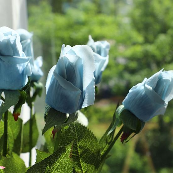 Rose Flower Buds Realistic Faux Silk Roses Bouquets Fake Flower Arrangement