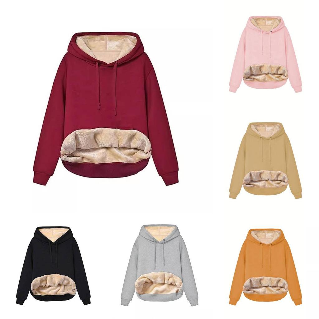 Arctic Fleece Womens Hoodie Sweatshirt With Pockets For Casual Winter Wear