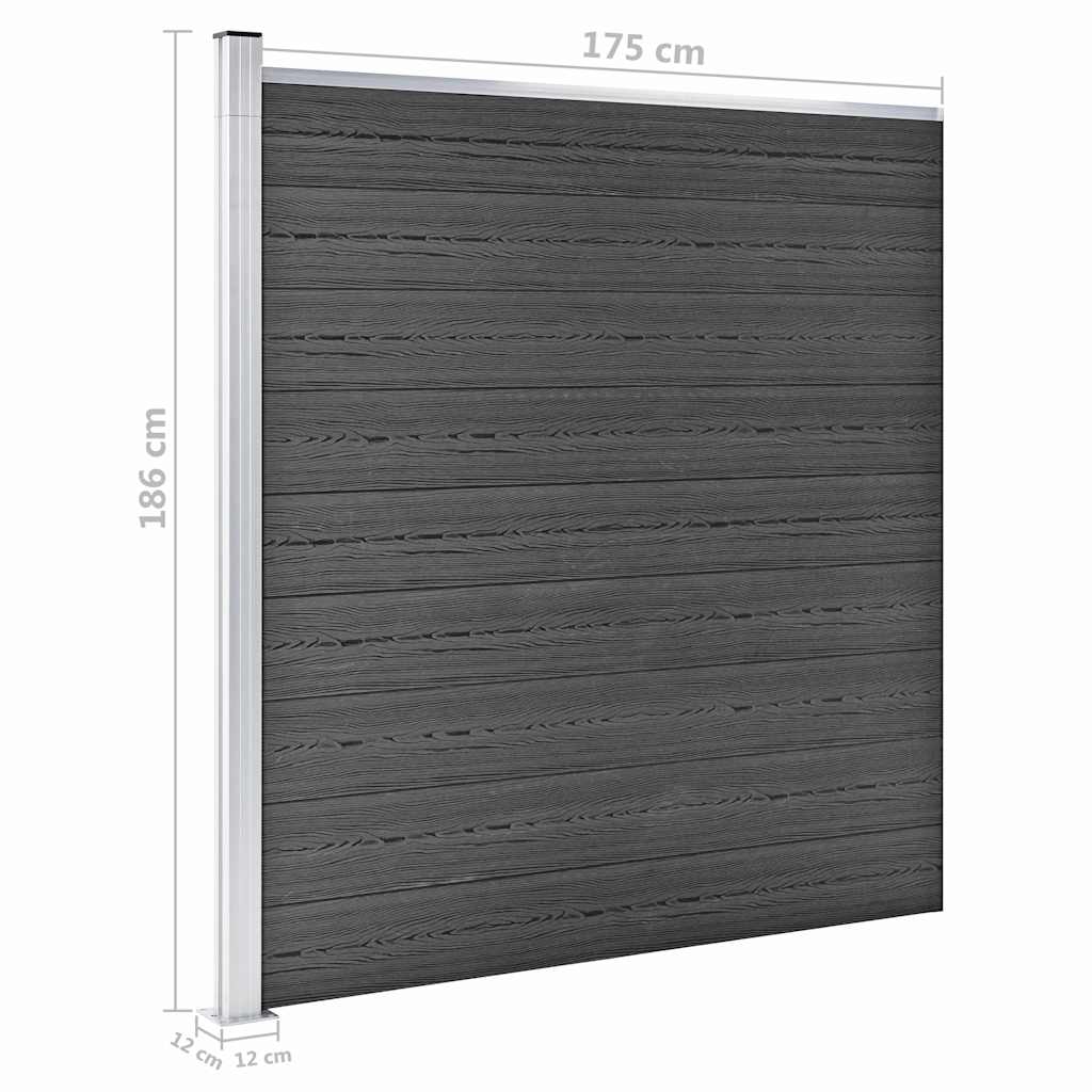 Fence Element Set WPC 353x186 Cm Black