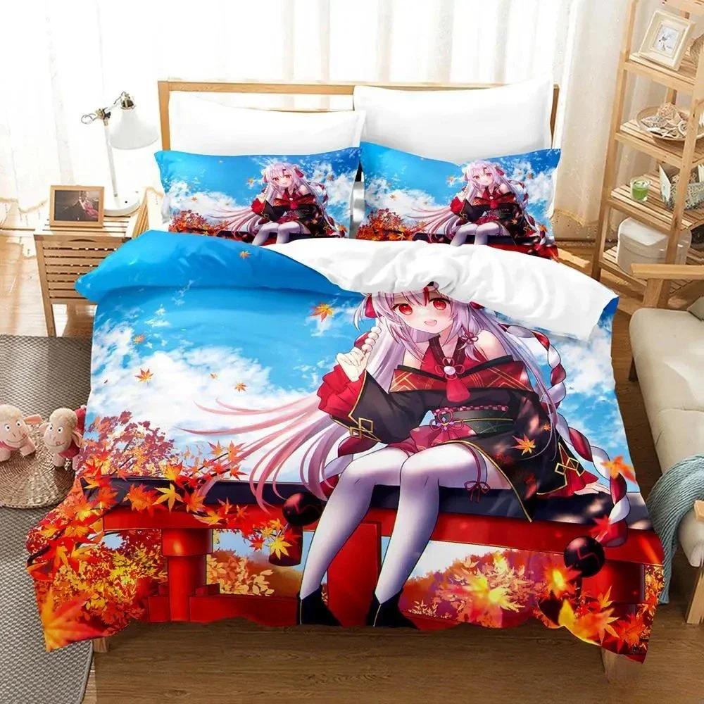 3D Nakiri Ayame Bedding Set Single Twin Full Queen King Size Anime Duvet Cover for Adult Kid Bedroom