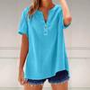 JPNTKY Women's Fashion Casual Solid Color Print Short Sleeve V Neck Blouses & Shirts