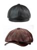 Jesienny Beret Chłopięcy z Prawdziwej Skóry - Modna Płaska Czapka Unisex