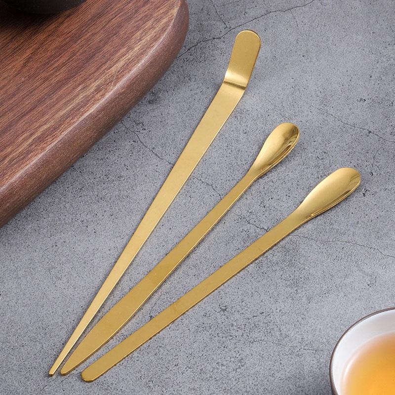 Stainless Steel Tea Needle Stick Gold Silver Matcha Spoon Tea Scoop Tea Ceremony Teaware Kitchen Tool Cleaning Pot Measuring Tea