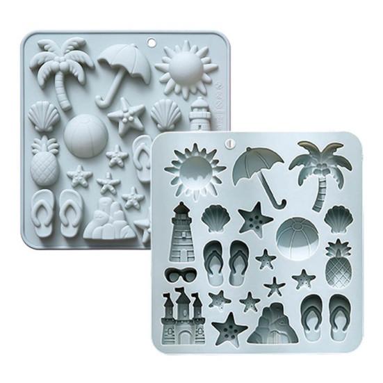 2Pcs Silicone Chocolate Baking Mold Summer Ocean Theme Shell Starfish Conch Jelly Molds Candy Making Supplies