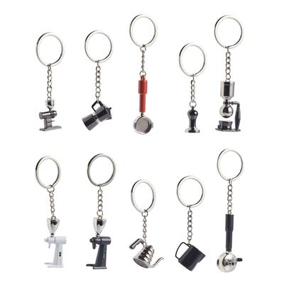 Realistic Coffee Supplies Keychain Miniature Espresso Accessory Bag Pendant Fashionable Keyring Ornament for Enthusiasts