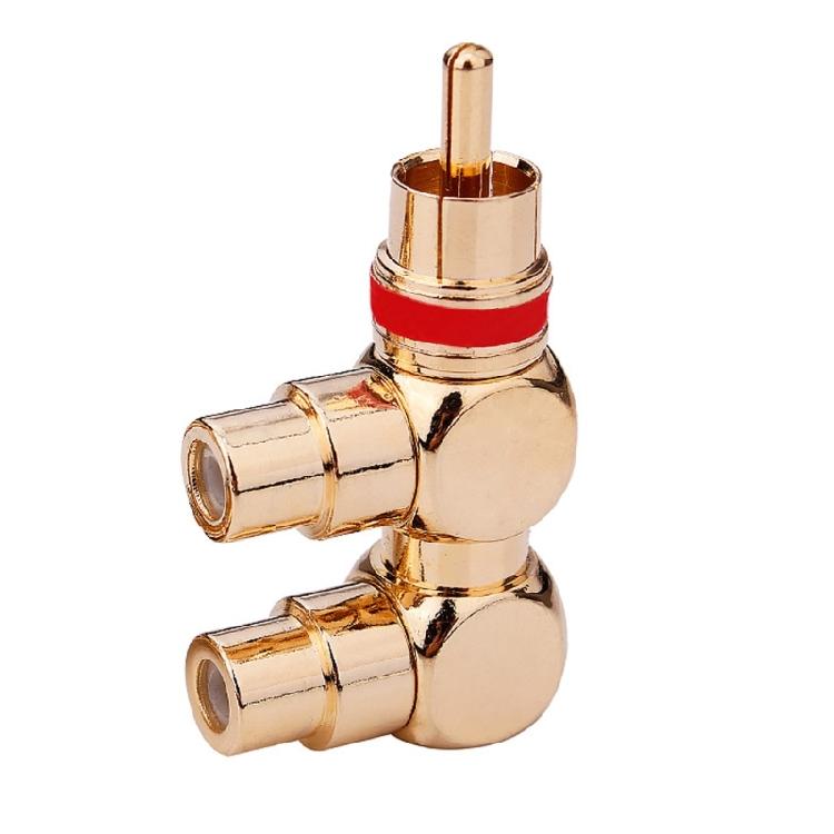 Vergoldeter Splitter 1 Stecker 2 Cinch-Buchsen Gewindestecker für Heimkino-Verstärker Lautsprecher