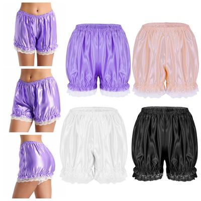 Bragas con dobladillo de encaje para mujer, ropa interior, bragas Sissy, bombachos de baile, pantalones cortos