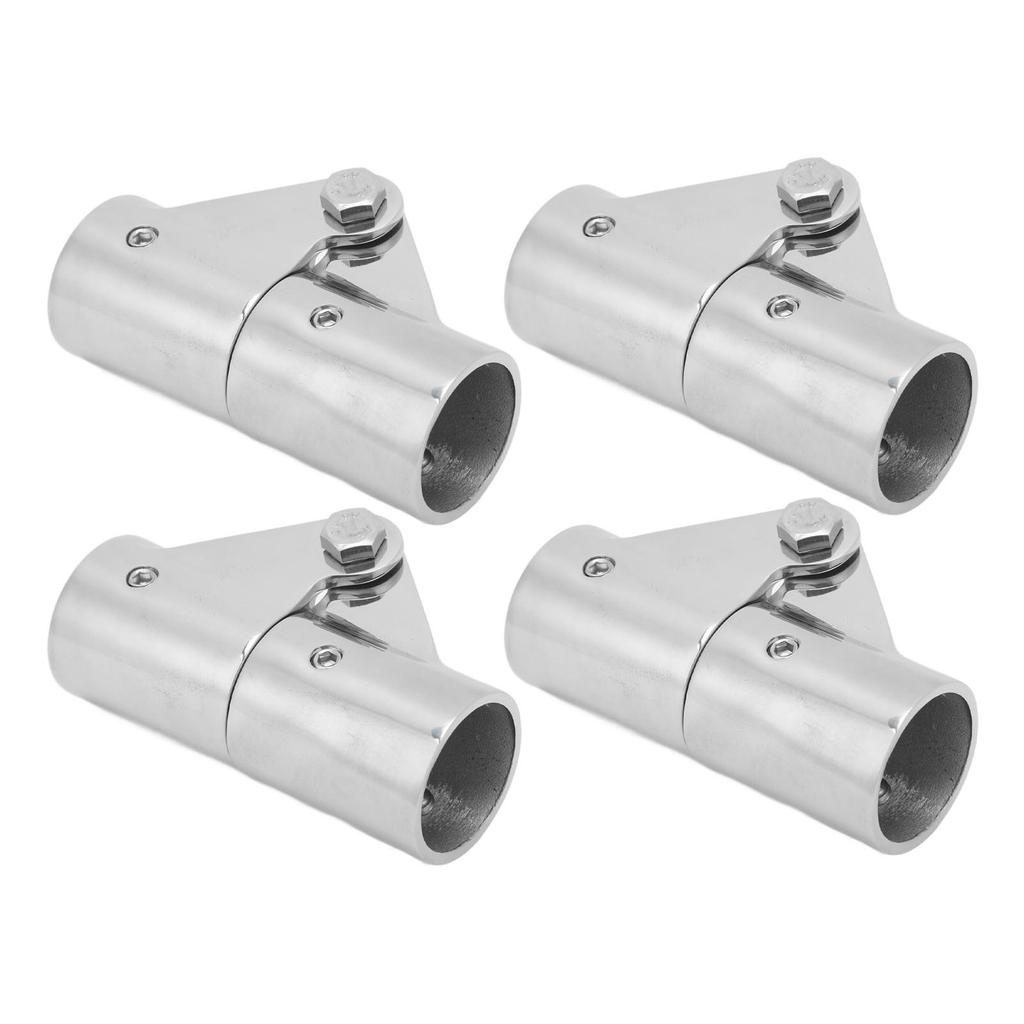 4Pcs Swivel Pipe Connector 25MM Stainless Steel Rugged Stable Boat Pipe Connector for Marine Yachts Inflatable Yachts