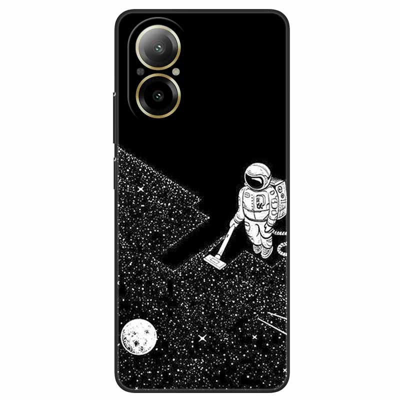 For Realme C67 4G Case Animals Painted Black TPU Silicone Soft Bumpers for RealmeC67 4G C 67 RMX3890 Phone Covers Wolf Cool Bags