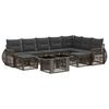 Garden Sofa Set 10 Pieces Gray and Dark Gray Poly Rattan