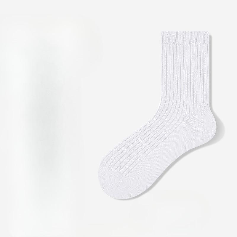 

Мужские осенне-зимние деловые носки до середины икры из чистого хлопка однотонные 1 pair белый