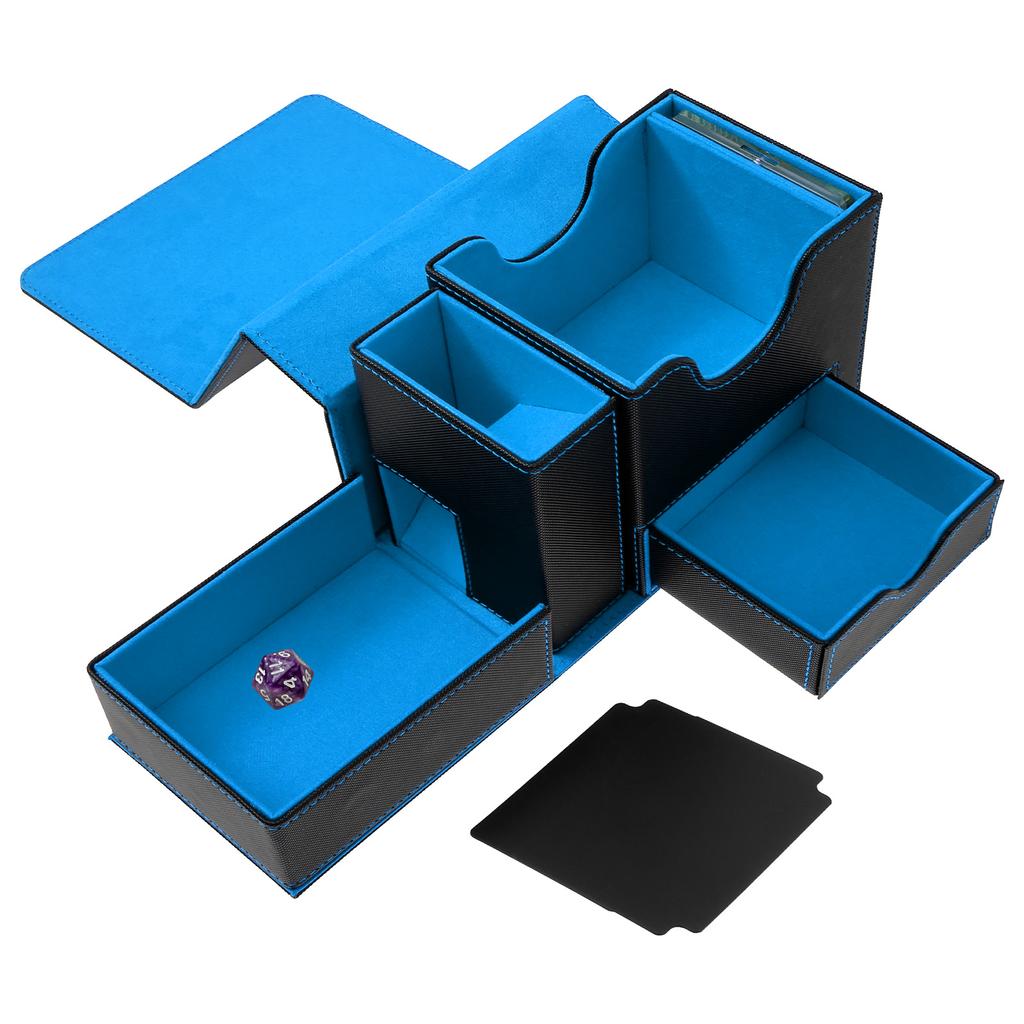 Würfel Kartendeck Box Commander Sichtfenster PU Leder Kartenhalter Organizer Für Mehr Als 100 Doppelt-Gesleevte Karten