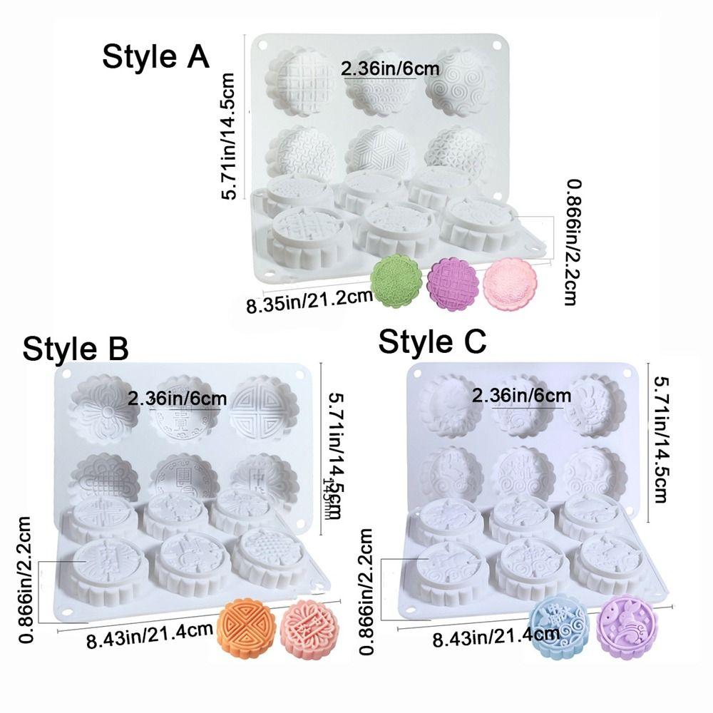 Silicone 6 Holes Mooncake Mold 3D Mung Bean Mold Practical Pastry Mold  for Home