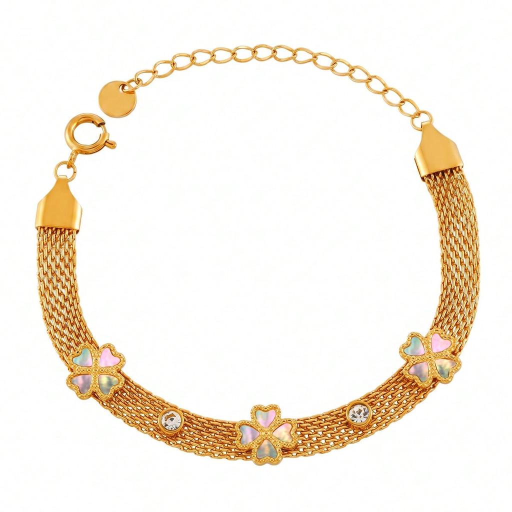 Fashion Trend New Flower Mesh Bracelet Women's Niche Gold-plated High-end Hand Jewelry