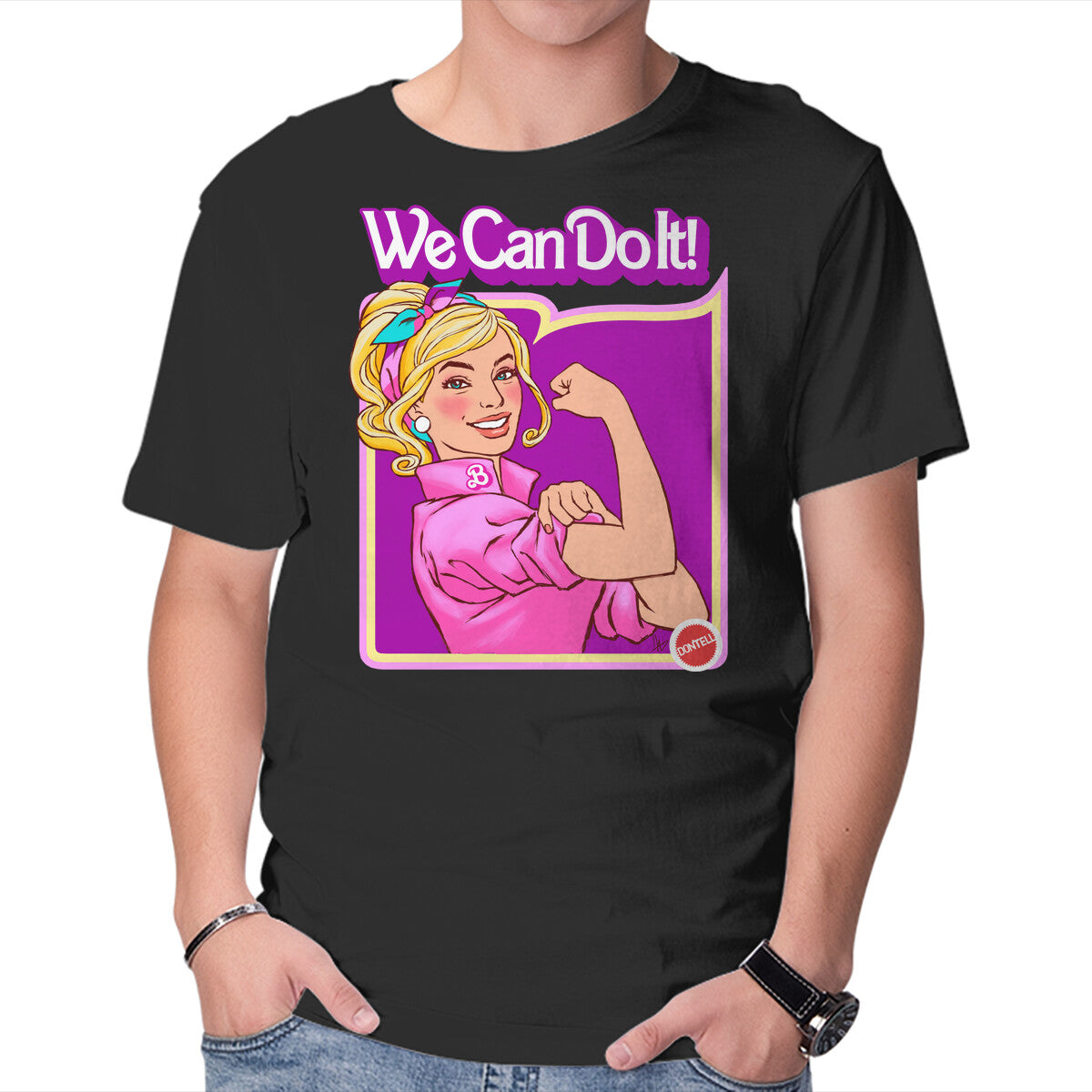 Unisex Crew Neck T-Shirt Barbie Can Do It Graphic Short Sleeve Casual Tee XS