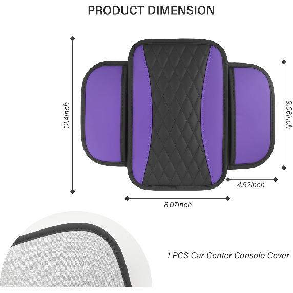 Leather Car Center Console Cover With Side Pockets,Stylish Car Decorations Interior Armrest Cover For Car Seat Organizer,Universal Center Console