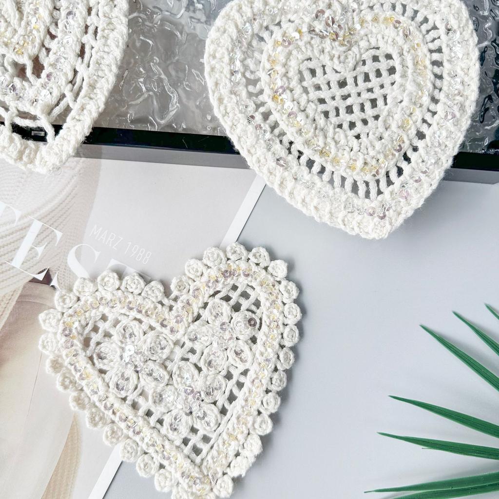 Apricot Sequins Decorative Heart-Shaped Water Drop-Shaped Cloth Patch Clothing Dress Shirt Top Accessories Cloth Patch Accessories