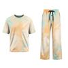 Herren-Haus-Pyjama-Set, Kurzarm-Oberteil und lange Hose mit Knopfleiste und Tunnelzug