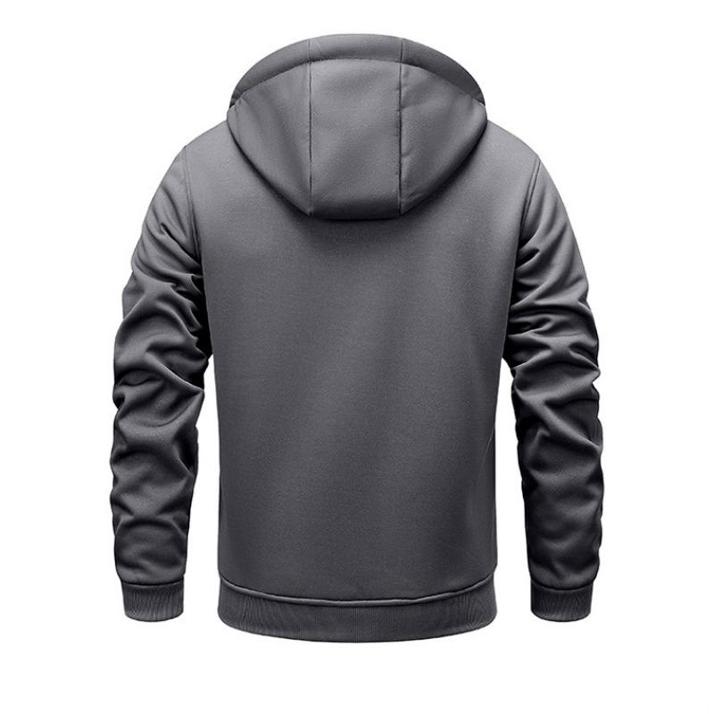Men's Fleece-Lined Hooded Sweatshirt with Thickened Lining for Autumn/Winter Thickened Fleece-Lined Hooded Sportswear Casual Cardigan Warm Outerwear
