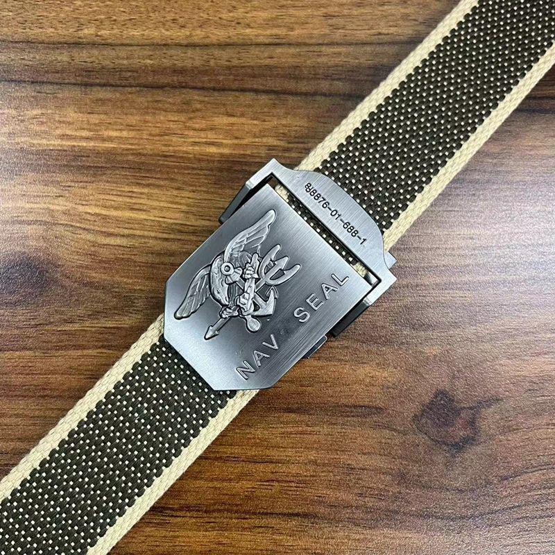 Men's Canvas Belt with Automatic Smooth Buckle - Casual Korean Style for Workwear, Students, and Outdoor Activities
