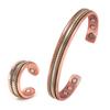 Vinterly Jewelry-Set Magnetic Copper Bracelet Ring Healing Energy Women 8.3mm Rose Adjustable Open Cuff Bangles Resizable
