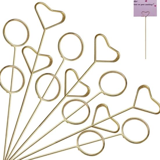 100 Pcs Metal Floral Place Card Holder Round Star Heart Shape