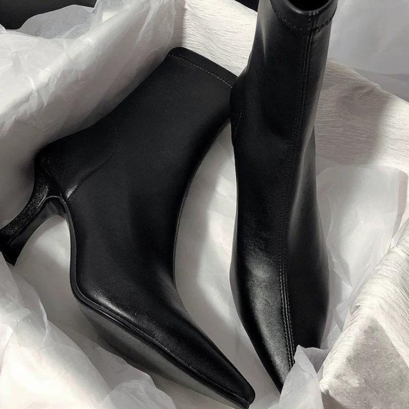Pointed Toe Women Ankle Boots High Heels Shoes Winter Fashion Pumps  New Trend Goth Woman Chelsea Short Botas Heeled Shoes